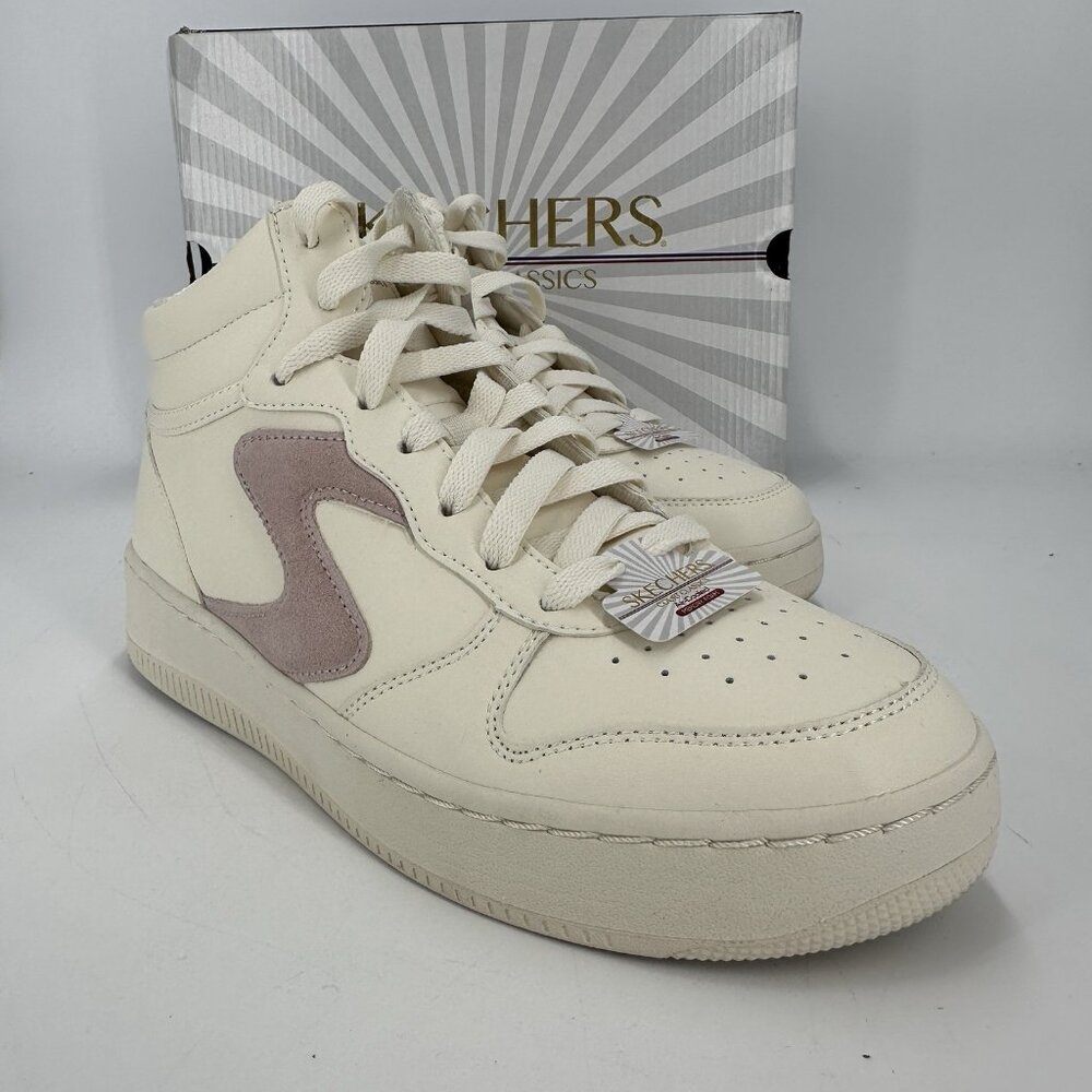 Skechers Sport Court 92 High Top Lace-up Sneakers sz 9 Women's Shoe Natural/Pink